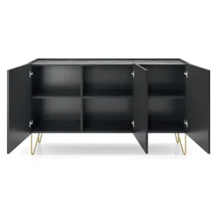 Madia 144x83h cm moderna sogggiorno nero effetto marmo Sirena