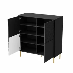 Madia 100x105h cm moderna soggiorno nero oro Osaka
