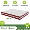 Materasso alla francese 140x200cm doppio strato memory antiacaro H. 24cm Superior Memory