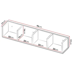 Mensola 95x17h cm  4 vani da parete moderna bianco Serafina