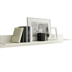 Mensola 138x17h cm da parete moderna soggiorno bianco lucido Candor