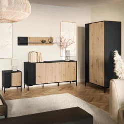 Mensola 110x25h cm da parete rovere nero Duble