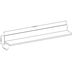 Mensola 160x22h cm moderna da parete soggiorno rovere nero Maiorca