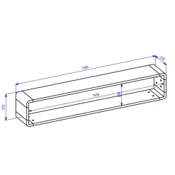 Mensola 150x27h cm moderna soggiorno rovere nero opaco Esmond