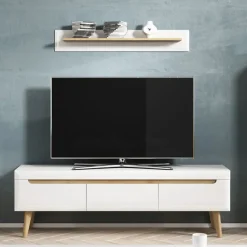 Mensola 107x19h cm moderna soggiorno bianco lucido Alia Gihome®