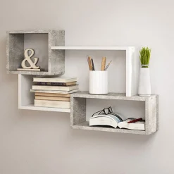 Mensola 87x54h cm pensile a muro design moderno bianco effetto marmo Shila