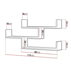 Mensola 119x55h cm pensile a muro 3 ripiani effetto marmo grigio Concetta