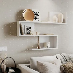 Mensola 110x80h cm pensile a muro design moderno bianco Carlina