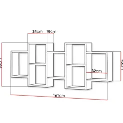 Mensola 161x65h cm pensile da parete design moderno rovere chiaro Emanuela