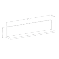 Mensola 150x32h cm per parete attrezzata nero opaco Megan Gihome®