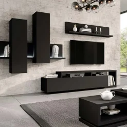 Mensola 150x32h cm per parete attrezzata nero opaco Megan Gihome®