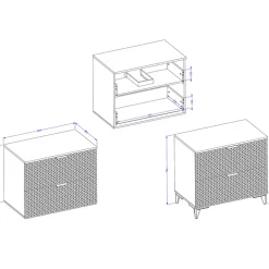 Mobile bagno a terra 81cm 2 cassetti bianco frontali decorati Konny