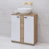 Mobile bagno a terra 61cm 2 ante bianco lucido rovere Crystal