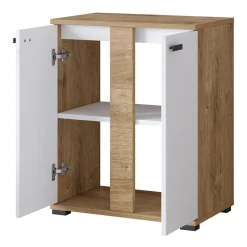 Mobile bagno a terra 61cm 2 ante bianco lucido rovere Crystal