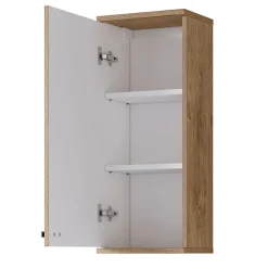Mobile bagno a terra 61cm con specchio e colonne bianco lucido rovere Crystal