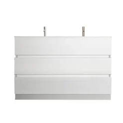 Mobile bagno a terra 120cm con doppio lavabo 3 cassetti bianco lucido Moon