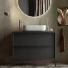 Mobile bagno a terra 79cm con lavabo 2 cassetti nero frassinato Absolut