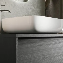Mobile bagno a terra 105cm con lavabo 2 cassetti nero frassinato Absolut