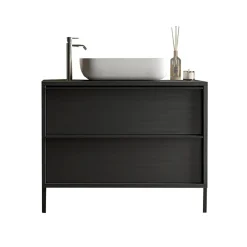 Mobile bagno a terra 105cm con lavabo 2 cassetti nero frassinato Absolut