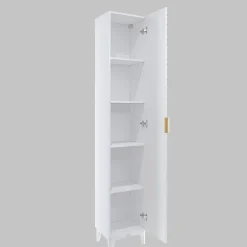 Mobile bagno a terra 81cm con colonna bianco frontali decorati Konny