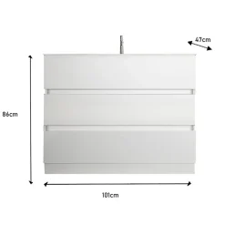Mobile bagno a terra 100cm con lavabo 3 cassetti bianco lucido Moon