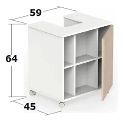 Mobile bagno a terra 64cm con ruote 1 anta rovere bianco Irma