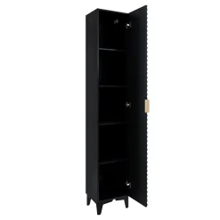 Mobile bagno a terra 61cm con colonna nero frontali decorati Konny