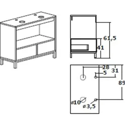 Mobile bagno a terra 120cm con doppio lavabo 1 anta 2 cassetti rovere antracite Crown