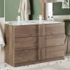 Mobile bagno a terra 120cm con doppio lavabo 3 cassetti rovere Alvarez