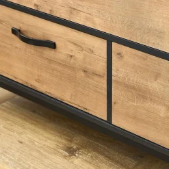 Mobile bagno a terra 120cm con doppio lavabo e colonna rovere antracite Crown