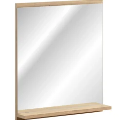 Mobile bagno sospeso cannettato 50cm con lavabo, specchio e colonna verde salvia rovere Greeny