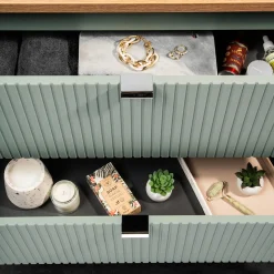Mobile bagno sospeso cannettato 120cm verde salvia rovere Greeny