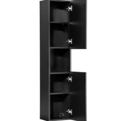 Mobile bagno sospeso cannettato 80cm con lavabo e colonna nero rovere Cleany