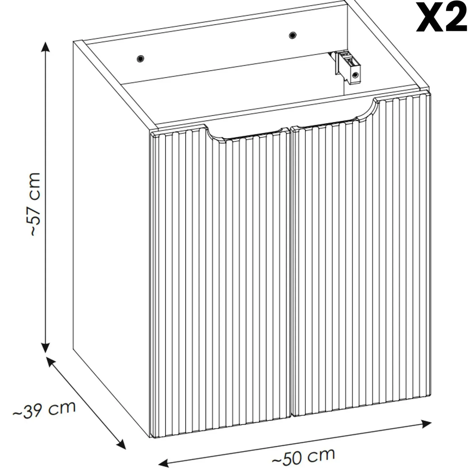 Mobile bagno sospeso cannettato 120cm 4 ante e 2 vani bianco rovere Cleany