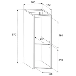 Mobile bagno sospeso cannettato 120cm 4 ante e 2 vani bianco rovere Cleany