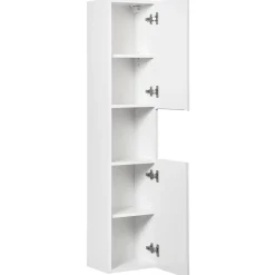 Mobile bagno sospeso cannettato 80cm con lavabo e colonna bianco rovere Cleany