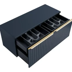 Mobile bagno sospeso 120cm 2 cassettoni e 2 cassetti attrezzati cannettato blu Deep