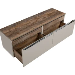 Mobile bagno sospeso 160cm 2 cassettoni e 2 cassetti attrezzati grigio quercia Serif