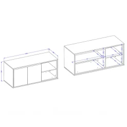 Mobile bagno sospeso 120cm 2 ante e 2 vani a giorno tortora nero Linda