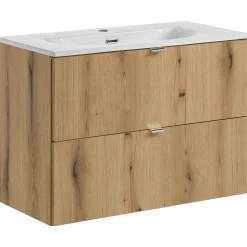 Mobile bagno sospeso 80cm 2 cassetti con lavabo rovere Rovery