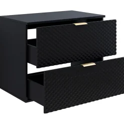 Mobile bagno sospeso 81cm 2 cassetti nero frontali decorati Konny