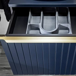 Mobile bagno sospeso 160cm 2 cassettoni e 2 cassetti attrezzati cannettato blu Deep