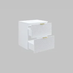 Mobile bagno sospeso 61cm 2 cassetti bianco frontali decorati Konny