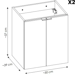 Mobile bagno sospeso 100cm 4 ante rovere nero Rovery