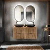 Mobile bagno sospeso 120cm 4 cassetti cannettato quercia antracite Limpid
