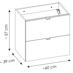 Mobile bagno sospeso 60cm 2 cassetti rovere nero Rovery
