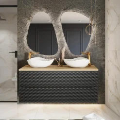 Mobile bagno sospeso 120cm 2 cassetti nero rovere Swim
