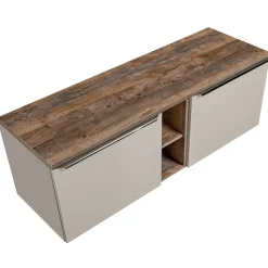 Mobile bagno sospeso 140cm 2 cassettoni e 2 cassetti attrezzati e 2 vani grigio quercia Serif
