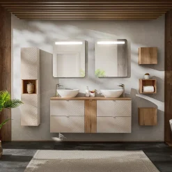 Mobile bagno sospeso 140cm 4 cassetti beige cashmere Neutry