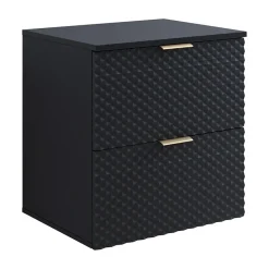 Mobile bagno sospeso 61cm 2 cassetti nero frontali decorati Konny